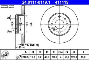 ATE 24.0111-0119.1 - Brzdový kotúč -
