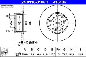 ATE 24.0116-0106.1 - Brzdový kotúč -