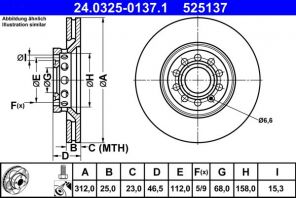 ATE 24.0325-0137.1 - Brzdový kotúč -