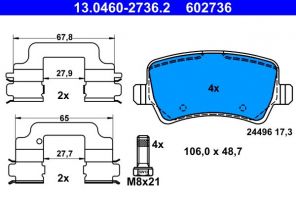 ATE 13.0460-2736.2 - Brzdové platničky -