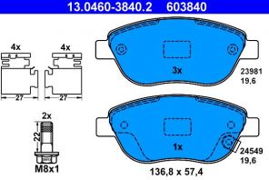 ATE 13.0460-3840.2 - Brzdové platničky -
