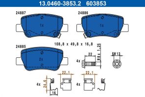 ATE 13.0460-3853.2 - Brzdové platničky -