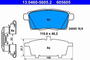 ATE 13.0460-5605.2 - Brzdové platničky -