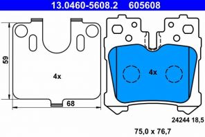 ATE 13.0460-5608.2 - Brzdové platničky -