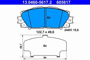 ATE 13.0460-5617.2 - Brzdové platničky -