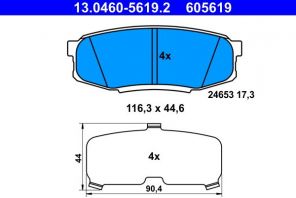 ATE 13.0460-5619.2 - Brzdové platničky -