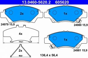 ATE 13.0460-5620.2 - Brzdové platničky -