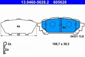 ATE 13.0460-5628.2 - Brzdové platničky -