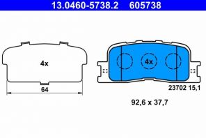 ATE 13.0460-5738.2 - Brzdové platničky -