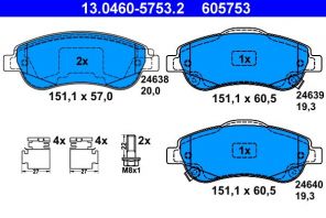 ATE 13.0460-5753.2 - Brzdové platničky -