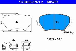 ATE 13.0460-5761.2 - Brzdové platničky -