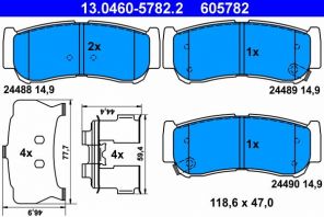ATE 13.0460-5782.2 - Brzdové platničky -