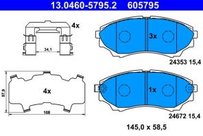 ATE 13.0460-5795.2 - Brzdové platničky -