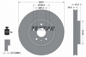 Textar 92187103 - Brzdový kotúč -