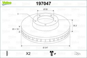Valeo 197047 - Brzdový kotúč -
