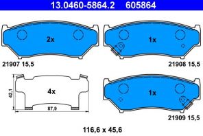 ATE 13.0460-5864.2 - Brzdové platničky -