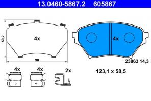 ATE 13.0460-5867.2 - Brzdové platničky -