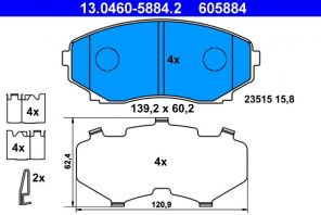 ATE 13.0460-5884.2 - Brzdové platničky -