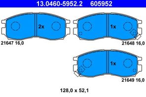 ATE 13.0460-5952.2 - Brzdové platničky -