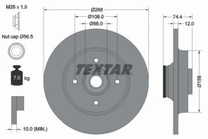 Textar 92168703 - Brzdový kotúč -