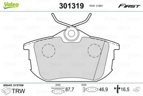Valeo 301319 - Brzdové platničky -
