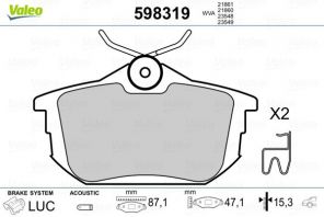 Valeo 598319 - Brzdové platničky -