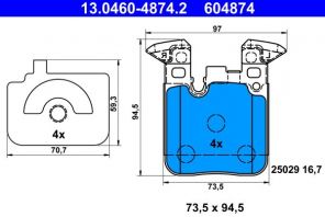 ATE 13.0460-4874.2 - Brzdové platničky -