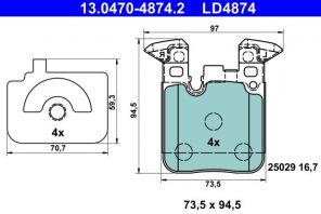 ATE 13.0470-4874.2 - Brzdové platničky -