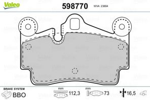 Valeo 598770 - Brzdové platničky -