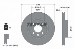 Textar 92255203 - Brzdový kotúč -
