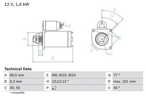 Bosch 0 986 022 800 - Štartér