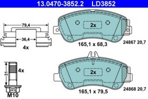 ATE 13.0470-3852.2 - Brzdové platničky -