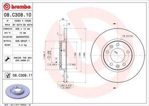 Brembo 08.C308.11 - Brzdový kotúč -