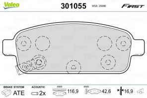 Valeo 301055 - Brzdové platničky -