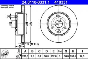 ATE 24.0110-0331.1 - Brzdový kotúč -