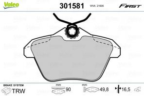 Valeo 301581 - Brzdové platničky -
