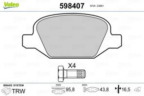Valeo 598407 - Brzdové platničky -
