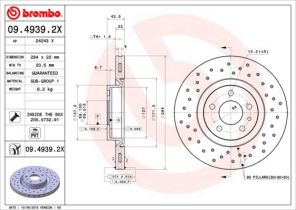 Brembo 09.4939.2X - Brzdový kotúč -