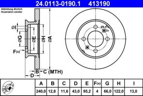 ATE 24.0113-0190.1 - Brzdový kotúč -