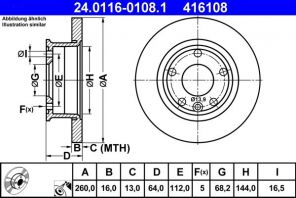 ATE 24.0116-0108.1 - Brzdový kotúč -