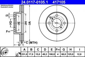 ATE 24.0117-0105.1 - Brzdový kotúč -