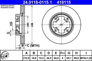 ATE 24.0118-0115.1 - Brzdový kotúč -
