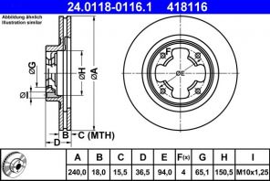 ATE 24.0118-0116.1 - Brzdový kotúč -