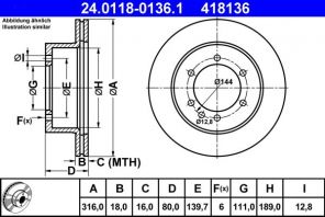 ATE 24.0118-0136.1 - Brzdový kotúč -