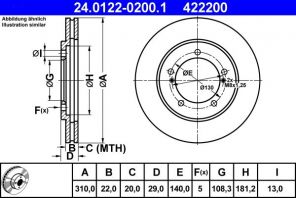 ATE 24.0122-0200.1 - Brzdový kotúč -