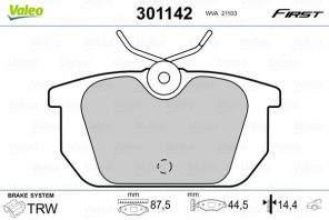 Valeo 301142 - Brzdové platničky -