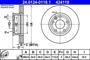 ATE 24.0124-0118.1 - Brzdový kotúč -
