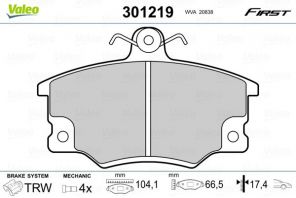 Valeo 301219 - Brzdové platničky -