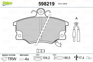 Valeo 598219 - Brzdové platničky -