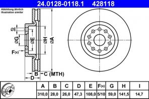 ATE 24.0128-0118.1 - Brzdový kotúč -
